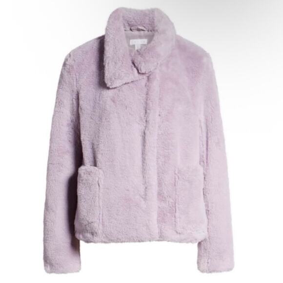 LEITH Sz XS Fur-Fect Fuzzy Faux Fur Jacket in Lavender Cute Elegant Warm - Picture 3 of 16
